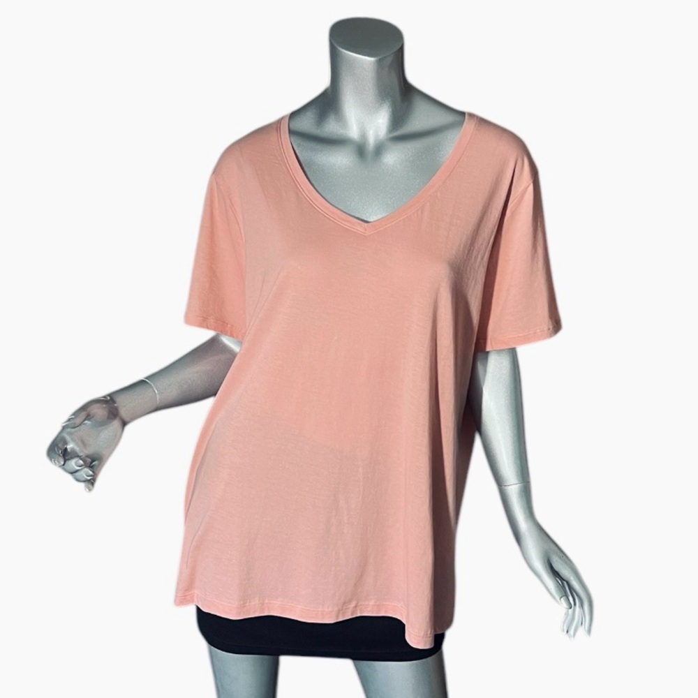 Time & Tru Women’s XXL 20 Pima Cotton V Neck T Shirt In Coral Pink Tee Soft